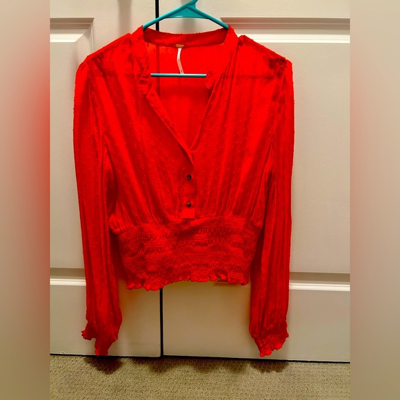 Free People crimson blouse. Never worn. - Picture 1 of 3